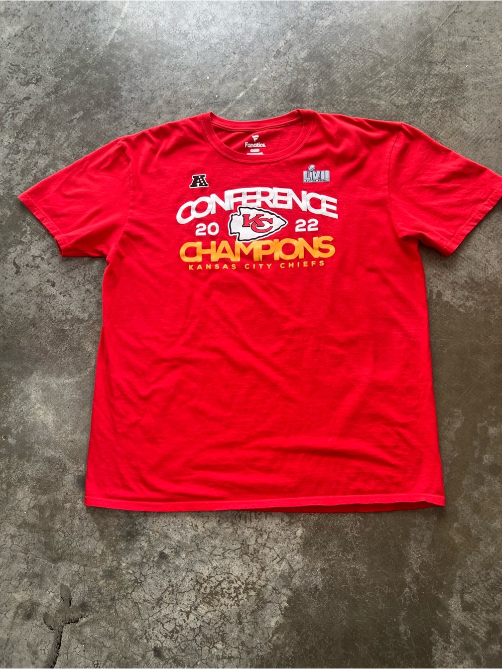 Kansas City Chiefs 2022 AFC Champions Red Fanatics Tee XL NFL